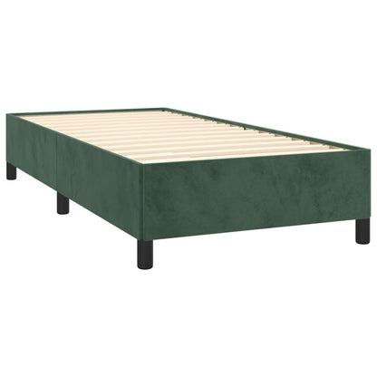 Estrutura de cama 90x200 cm veludo verde-escuro