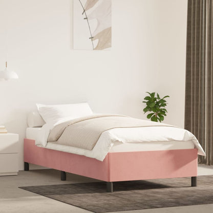 Estrutura de cama 90x200 cm veludo rosa