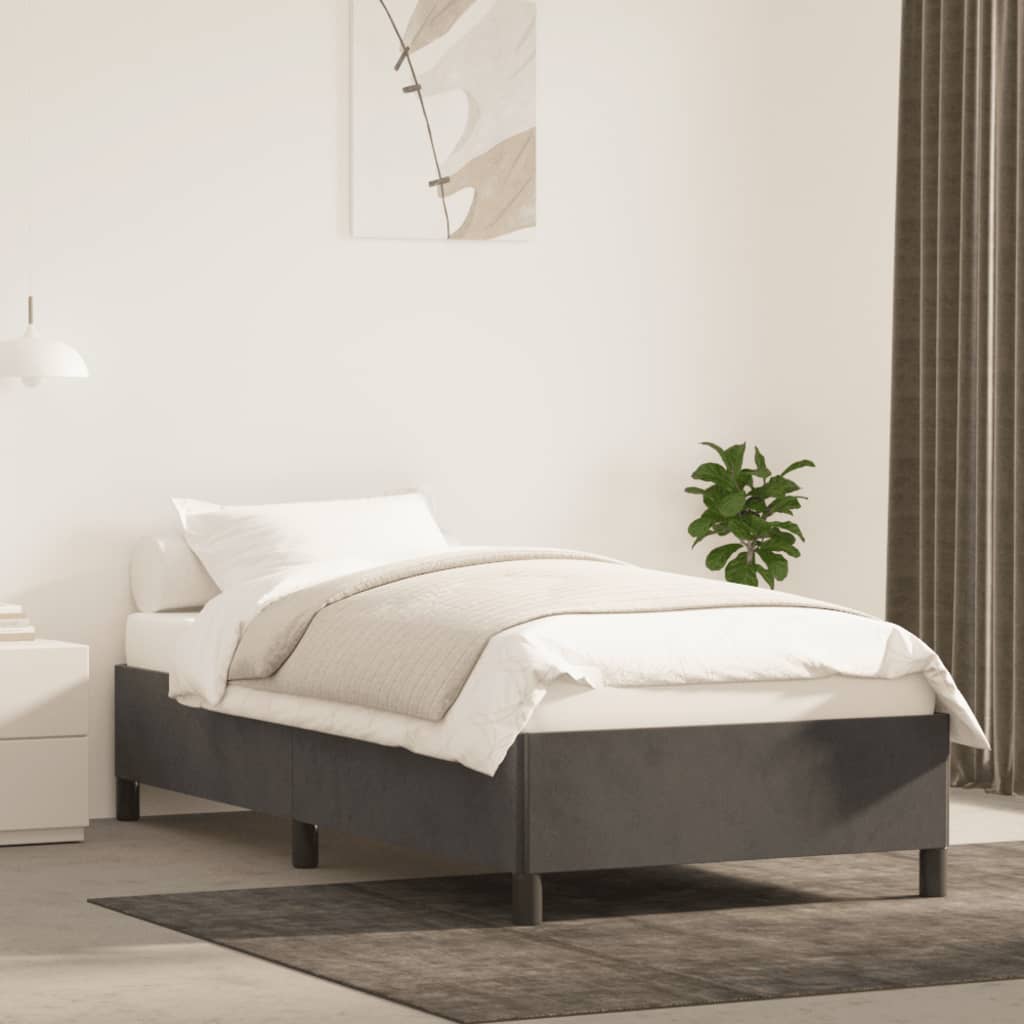 Estrutura de cama 100x200 cm veludo cinzento-escuro