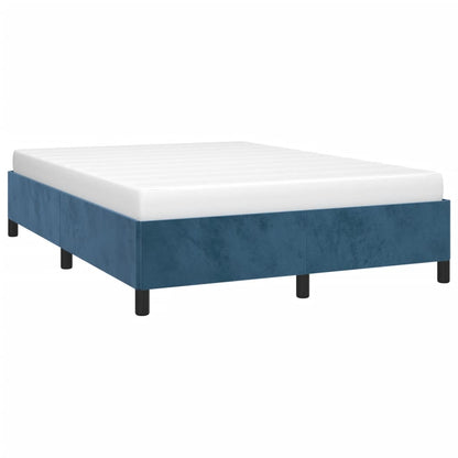 Estrutura de cama 140x190 cm veludo azul-escuro