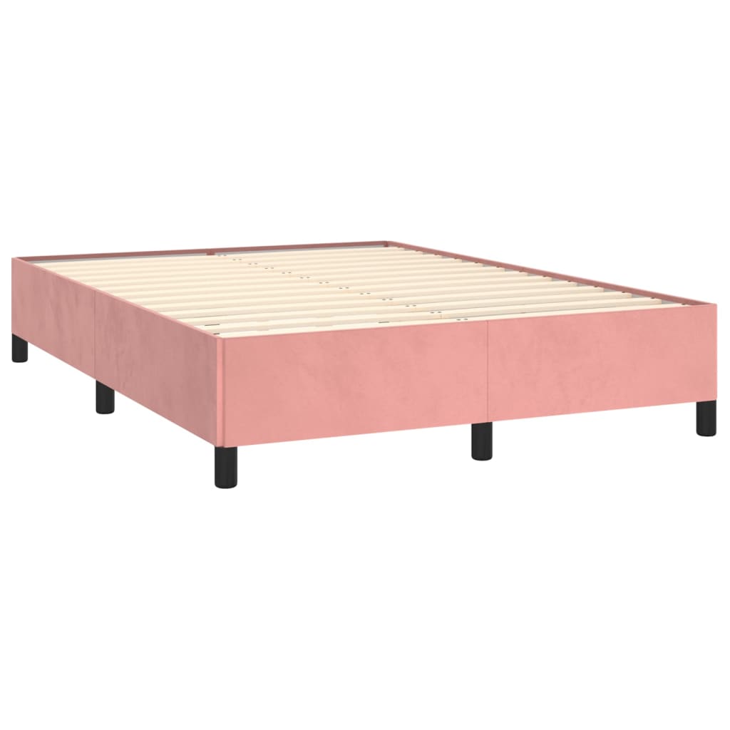 Estrutura de cama 140x200 cm veludo rosa