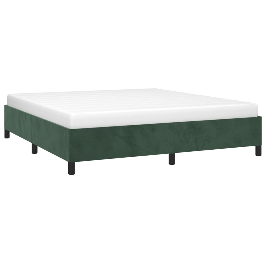 Estrutura de cama 160x200 cm veludo verde-escuro