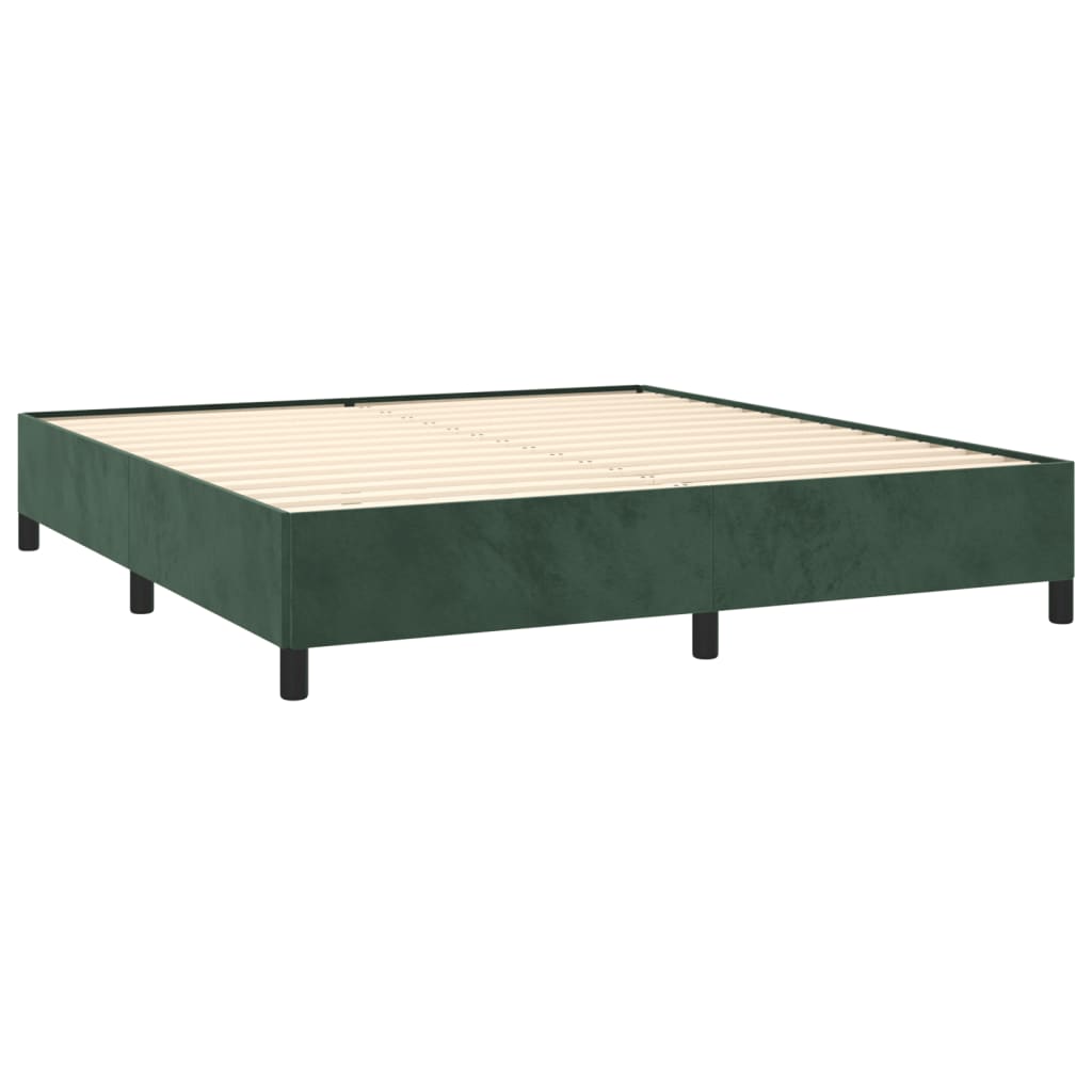 Estrutura de cama 160x200 cm veludo verde-escuro