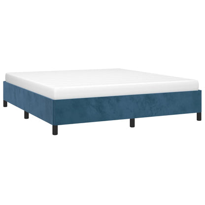 Estrutura de cama 160x200 cm veludo azul-escuro