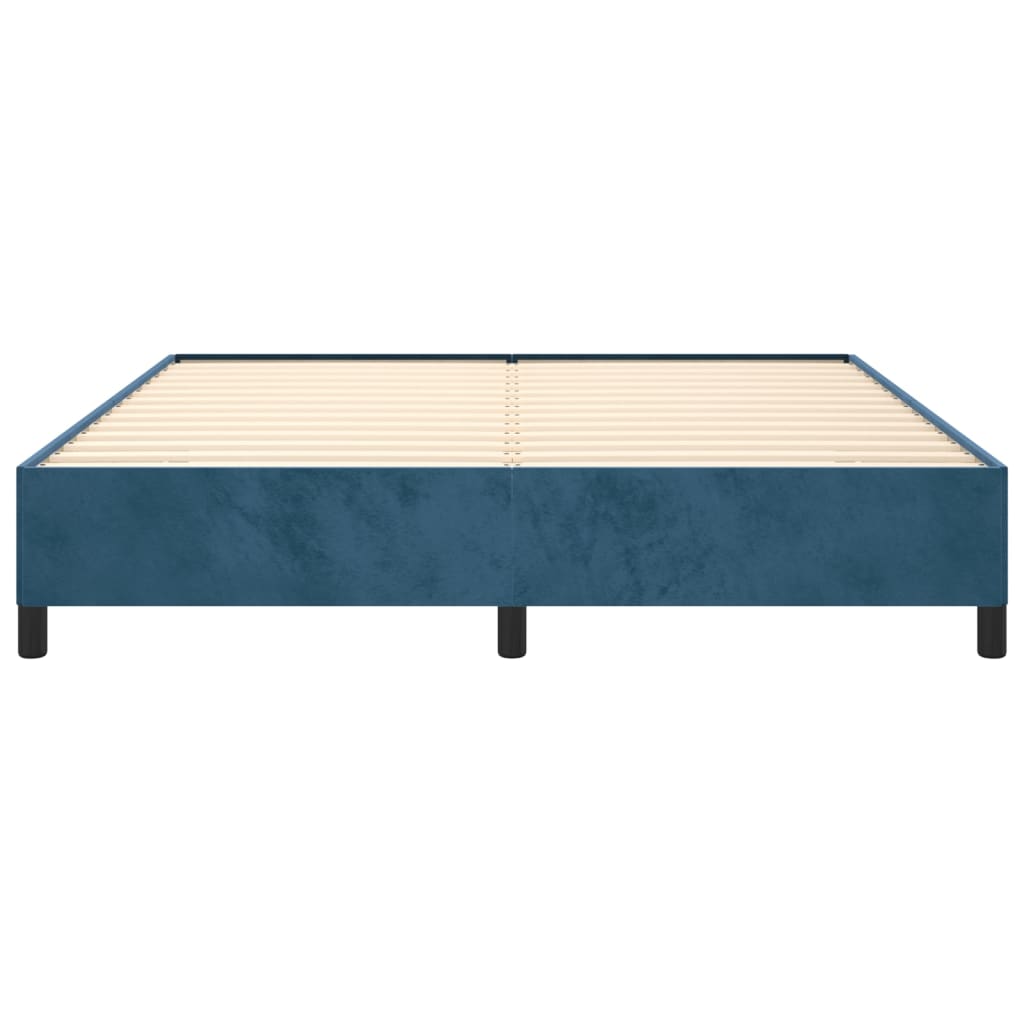 Estrutura de cama 160x200 cm veludo azul-escuro