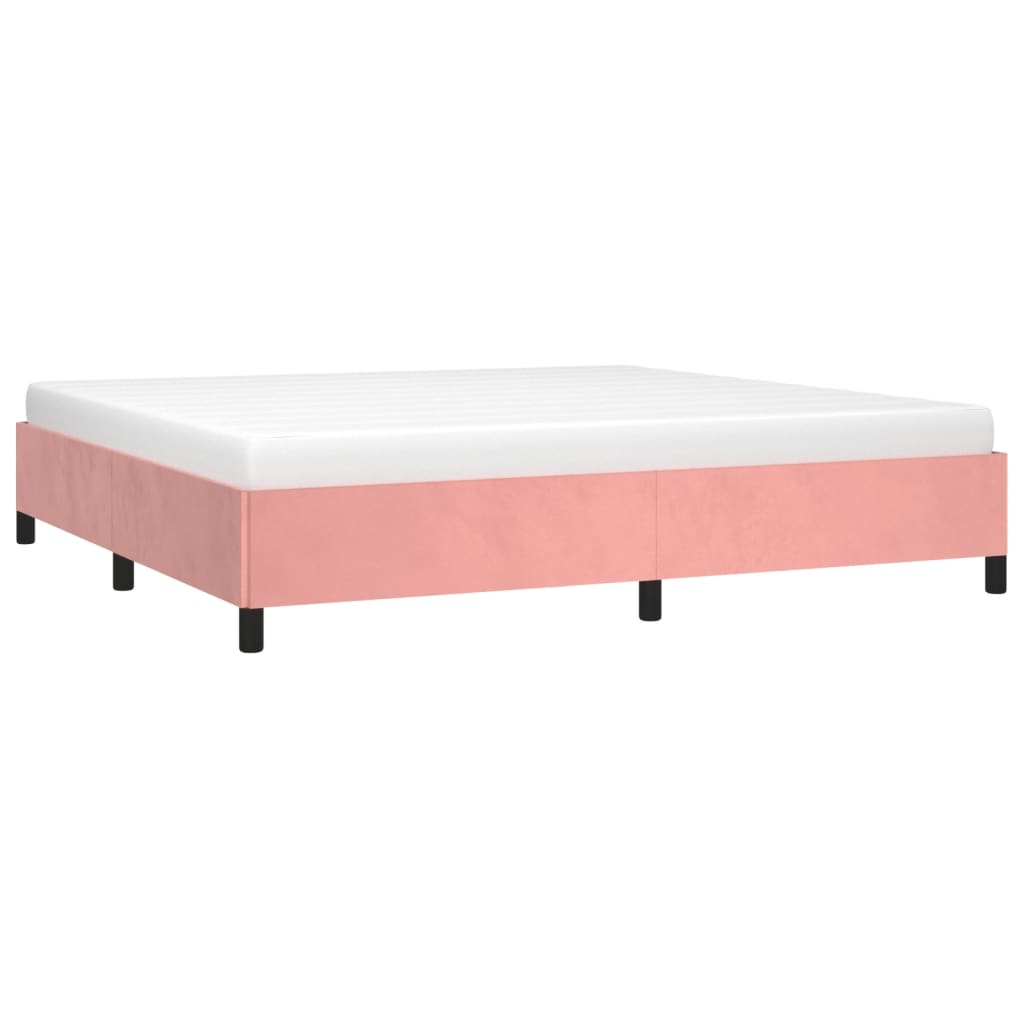 Estrutura de cama 200x200 cm veludo rosa