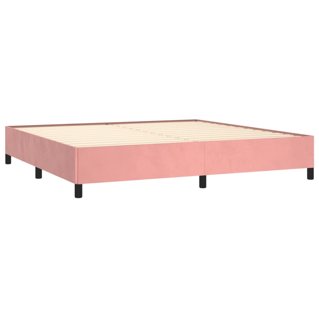 Estrutura de cama 200x200 cm veludo rosa