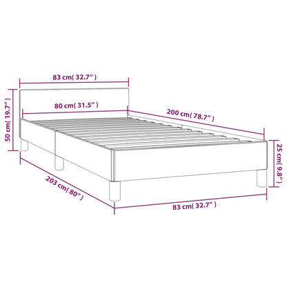 Estrutura de cama c/ cabeceira tecido 80x200 cm cinza-claro