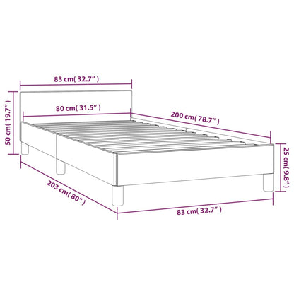 Estrutura de cama c/ cabeceira tecido 80x200 cm cinza-escuro