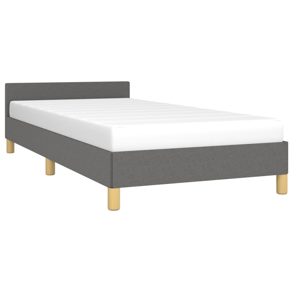 Estrutura de cama c/ cabeceira tecido 90x190 cm cinza-escuro