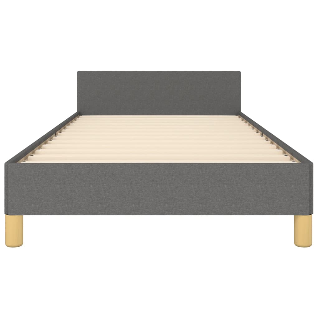 Estrutura de cama c/ cabeceira tecido 90x190 cm cinza-escuro