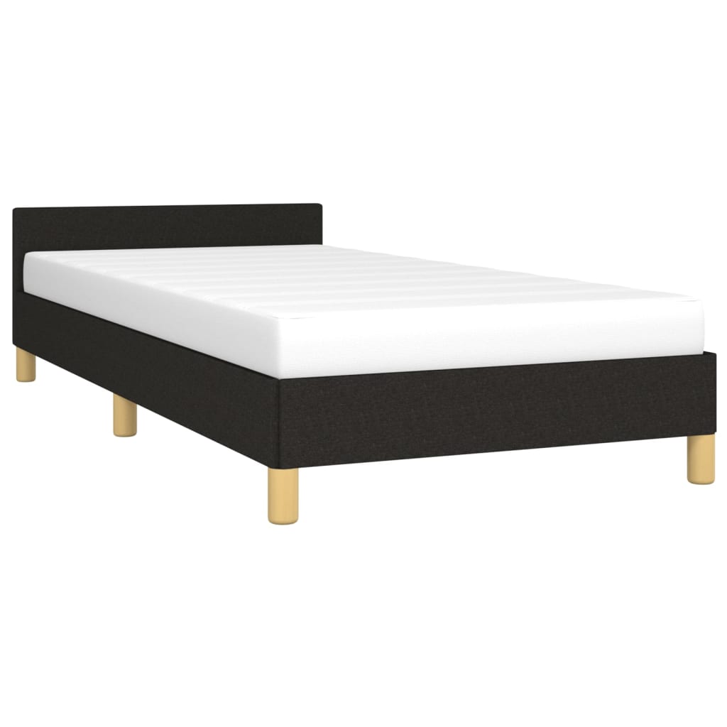 Estrutura de cama c/ cabeceira tecido 90x190 cm preto