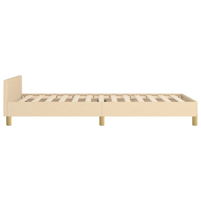 Estrutura de cama c/ cabeceira tecido cor creme 90x190 cm