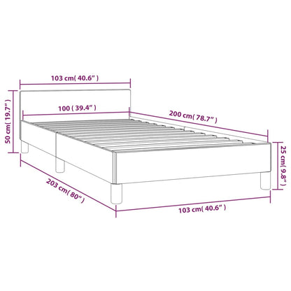 Estrutura de cama c/ cabeceira 100x200 cm tecido azul