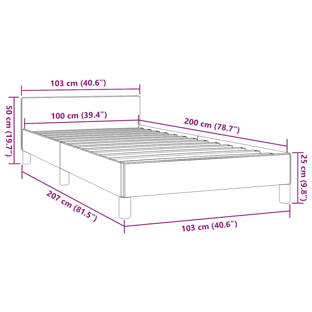 Estrutura de cama sem colchão 100x200 cm tecido verde