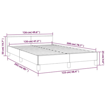 Estrutura de cama c/ cabeceira 120x200 cm tecido cinza-claro