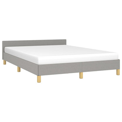 Estrutura de cama c/ cabeceira 140x190 cm tecido cinza-claro