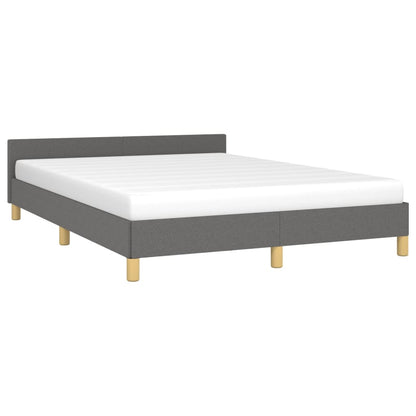 Estrutura de cama c/ cabeceira 140x190cm tecido cinza-escuro