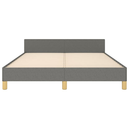 Estrutura de cama c/ cabeceira 140x190cm tecido cinza-escuro