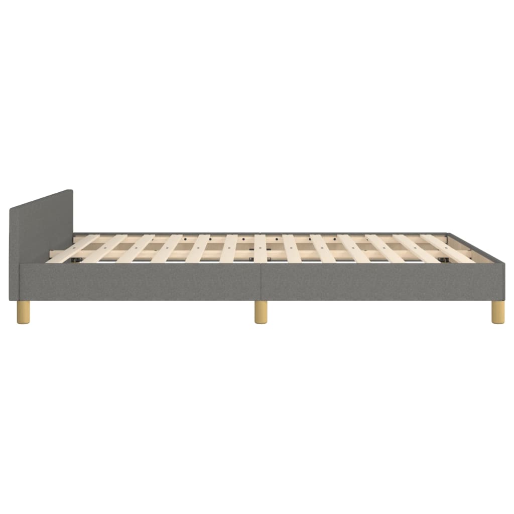 Estrutura de cama c/ cabeceira 140x190cm tecido cinza-escuro