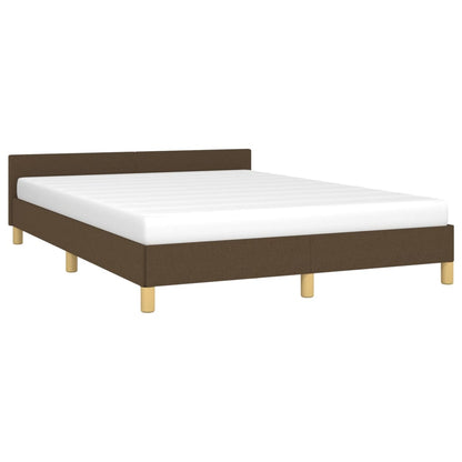 Estrutura de cama c/ cabeceira 140x190cm tecido castanho-escuro