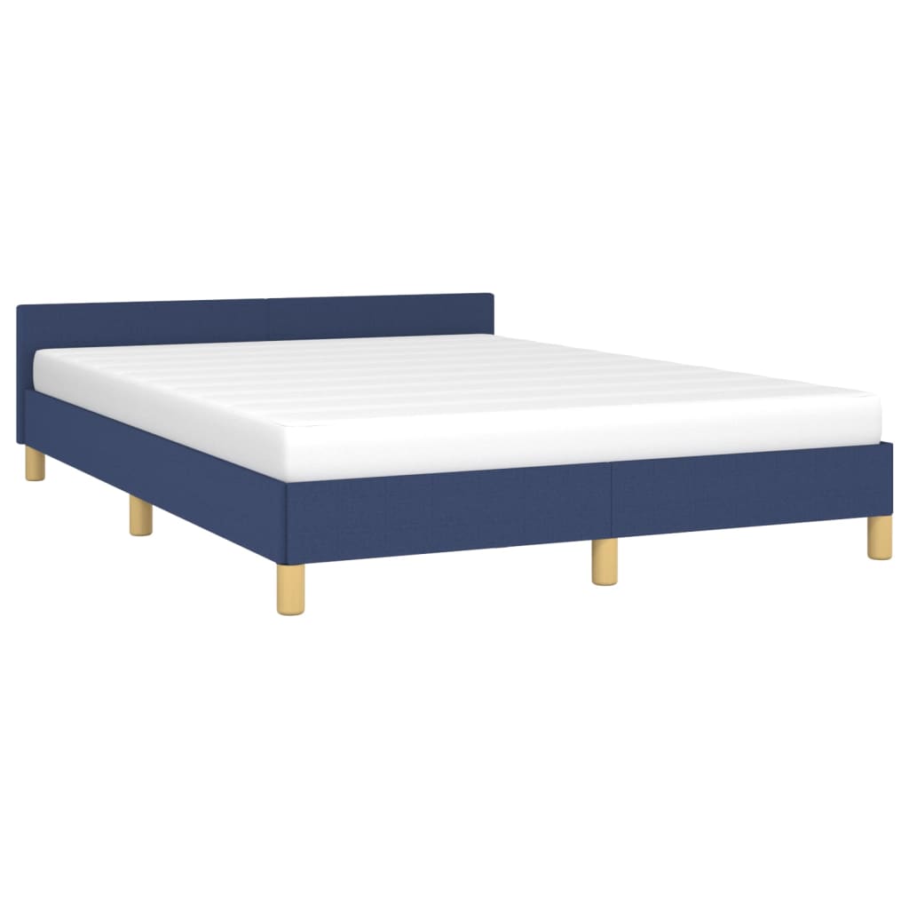 Estrutura de cama c/ cabeceira 140x190 cm tecido azul