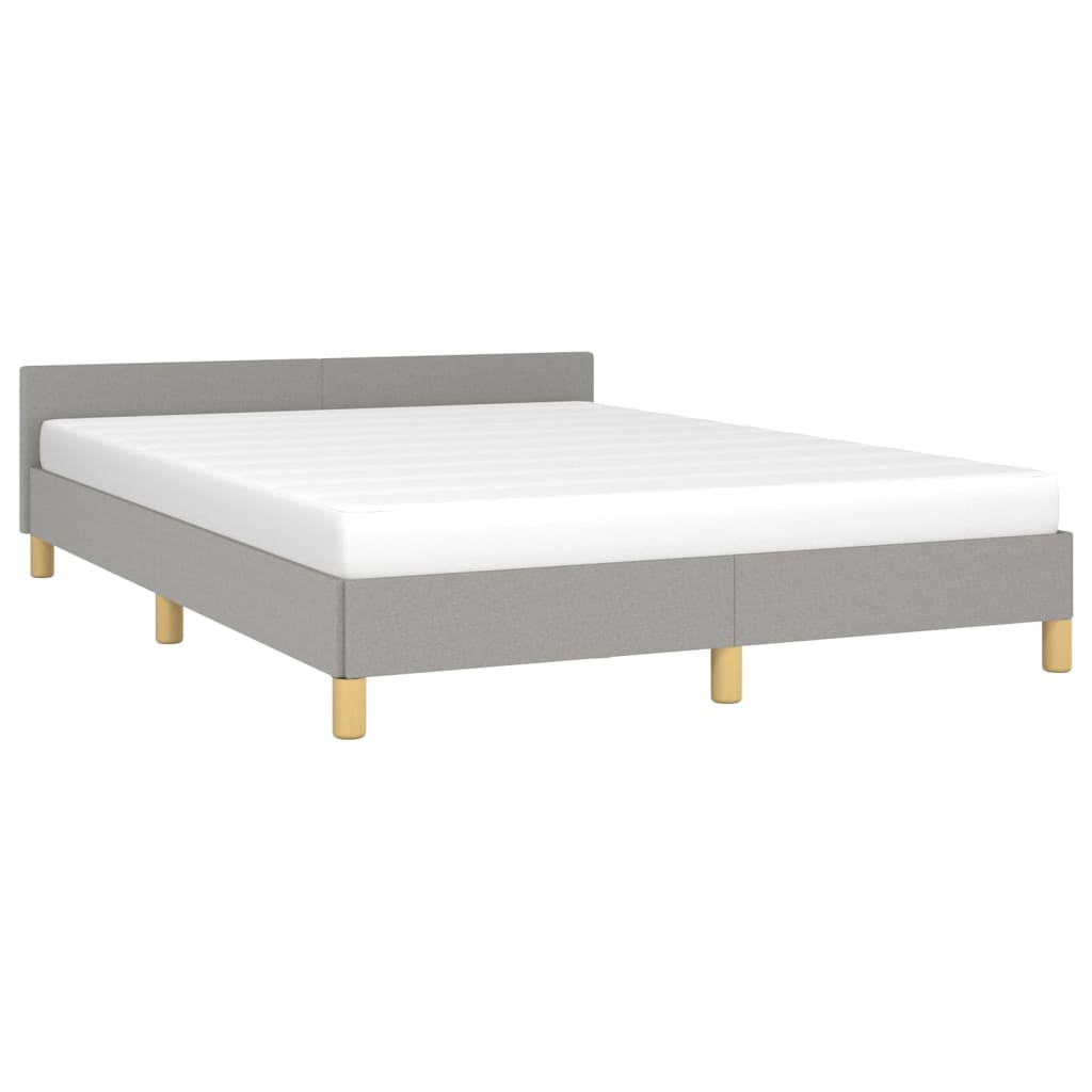 Estrutura de cama com cabeceira 140x200 cm tecido cinza-claro