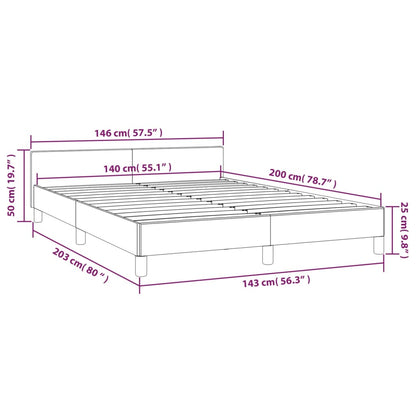 Estrutura cama c/ cabeceira 140x200 cm tecido cinza-acastanhado