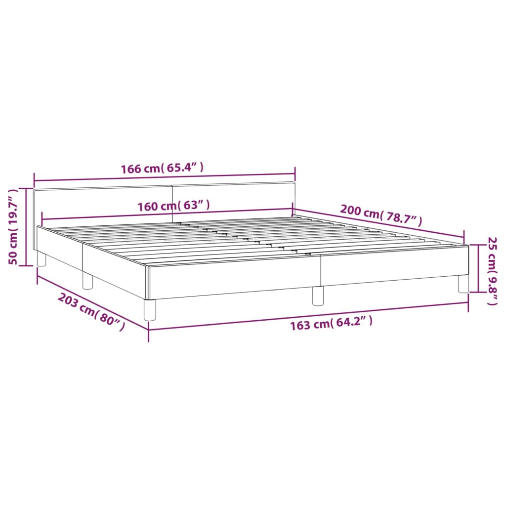 Estrutura de cama 160x200 cm tecido cinzento-claro