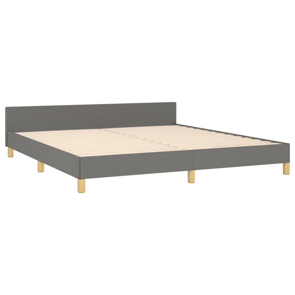 Estrutura de cama 160x200 cm tecido cinzento-escuro