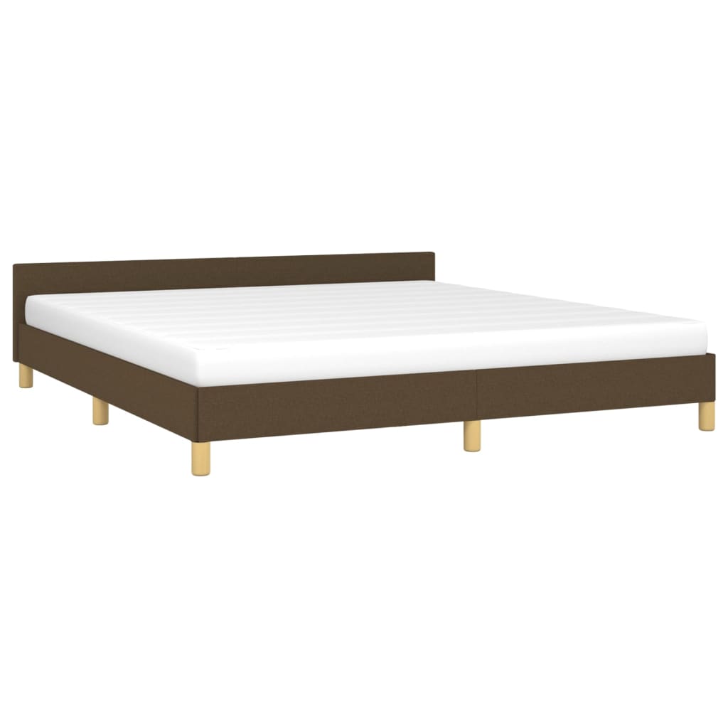 Estrutura de cama 180x200 cm tecido castanho-escuro