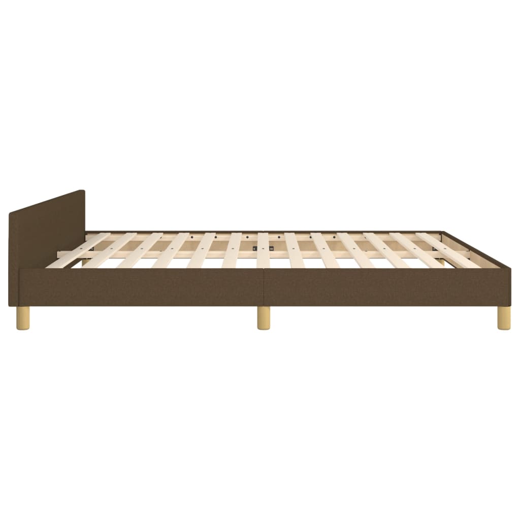 Estrutura de cama 180x200 cm tecido castanho-escuro