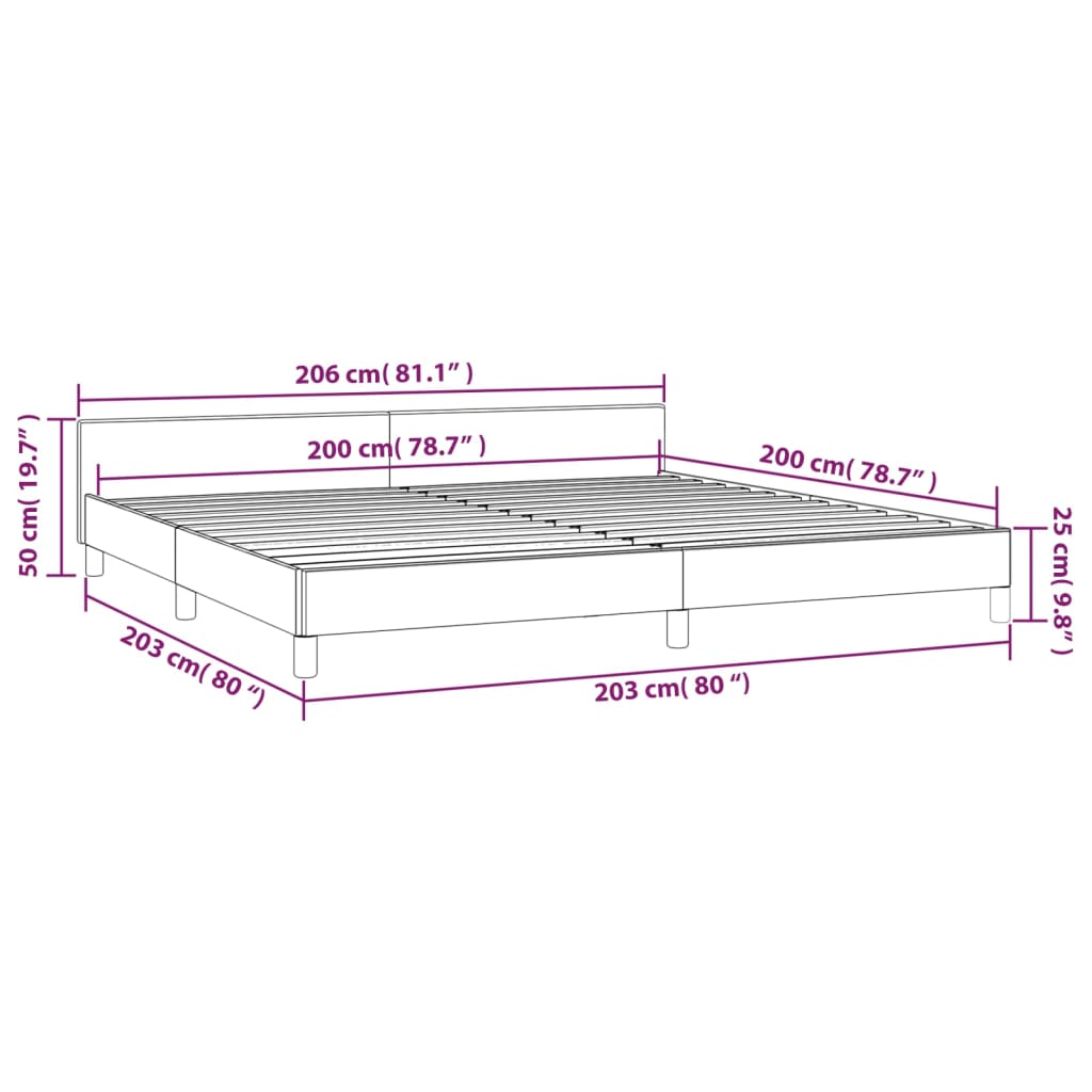 Estrutura de cama com cabeceira 200x200 cm tecido preto