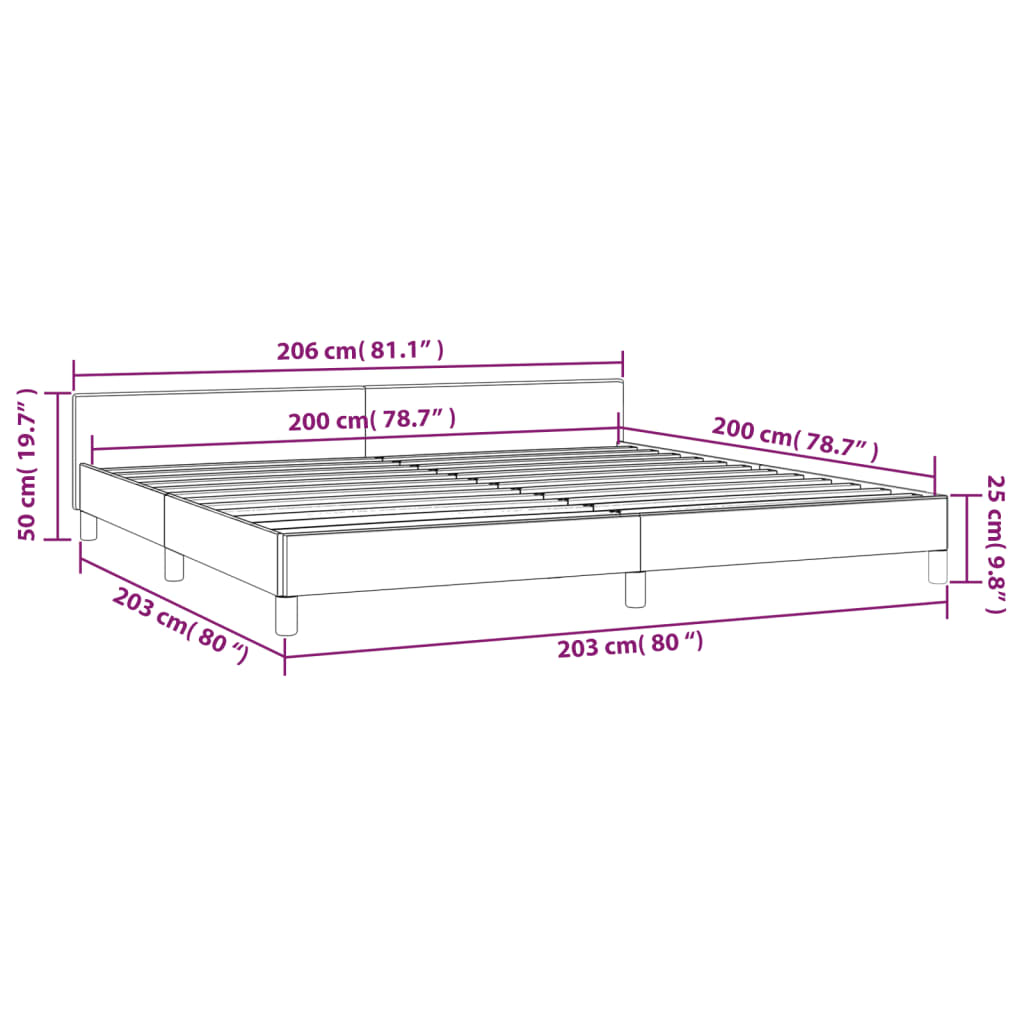 Estrutura cama cabeceira 200x200 cm tecido castanho-acinzentado