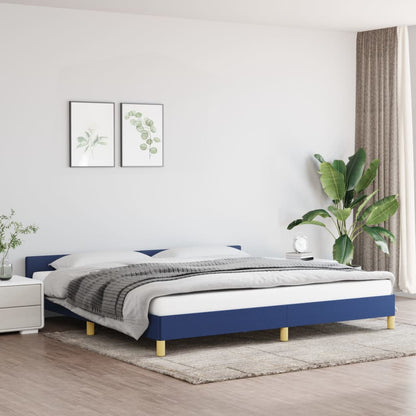 Estrutura de cama com cabeceira 200x200 cm tecido azul