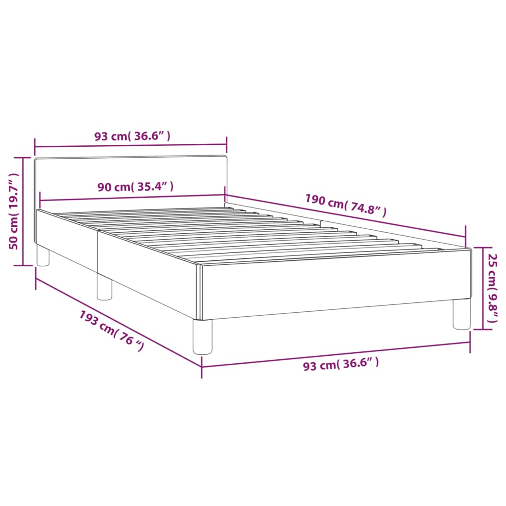 Estrutura de Cama Salu com Cabeceira em Couro Artificial Branco - 90x190cm - Design Moderno