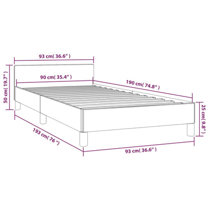 Estrutura de Cama Salu com Cabeceira em Couro Artificial Creme - 90x190cm - Design Moderno