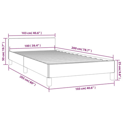 Estrutura cama c/ cabeceira 100x200cm couro artificial cinzento