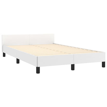 Estrutura de Cama Salu com Cabeceira em Couro Artificial Branco - 120x200cm - Design Moderno