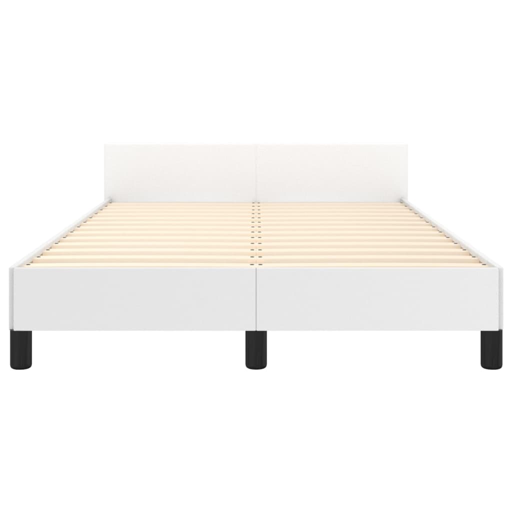 Estrutura de Cama Salu com Cabeceira em Couro Artificial Branco - 120x200cm - Design Moderno