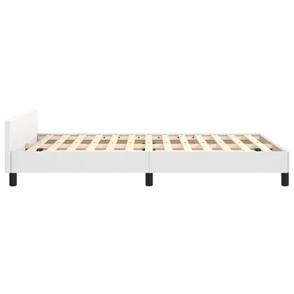 Estrutura de Cama Salu com Cabeceira em Couro Artificial Branco - 120x200cm - Design Moderno