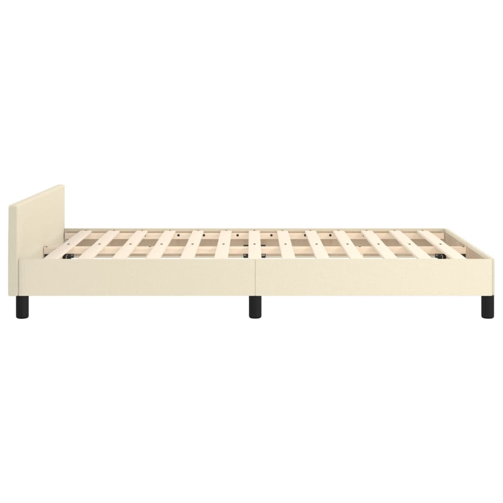 Estrutura de Cama Salu com Cabeceira em Couro Artificial Creme - 120x200cm - Design Moderno