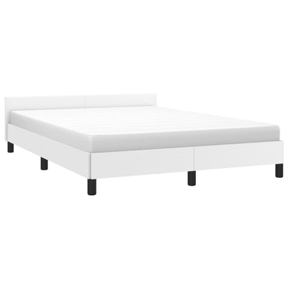 Estrutura de Cama Salu com Cabeceira em Couro Artificial Branco - 140x190cm - Design Moderno