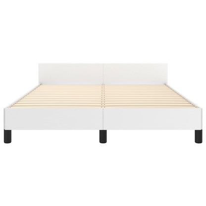 Estrutura de Cama Salu com Cabeceira em Couro Artificial Branco - 140x190cm - Design Moderno