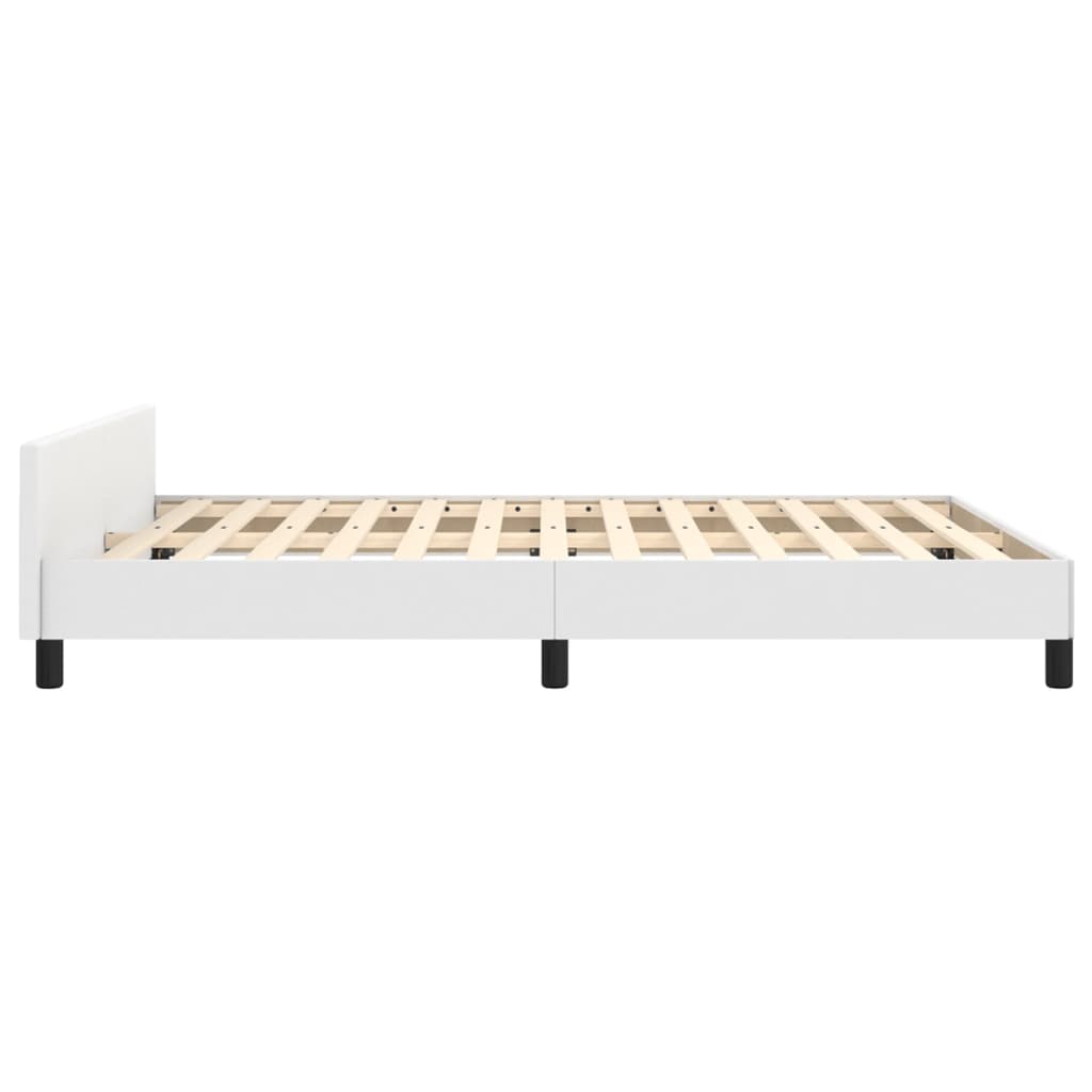 Estrutura de Cama Salu com Cabeceira em Couro Artificial Branco - 140x190cm - Design Moderno