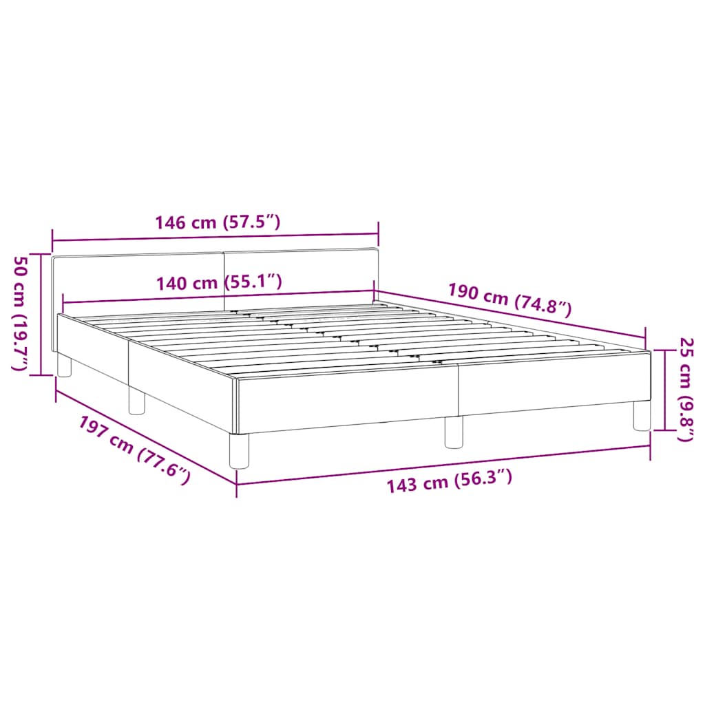 Estrutura cama c/ cabeceira sem colchão 140x190 cm creme