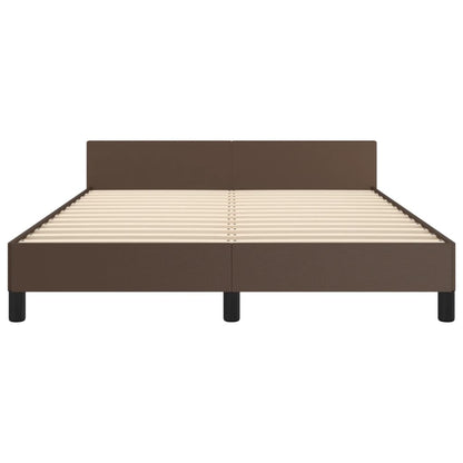 Estrutura cama c/ cabeceira couro artificial 140x190cm castanho