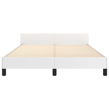 Estrutura de Cama Salu com Cabeceira em Couro Artificial Branco - 140x200cm - Design Moderno