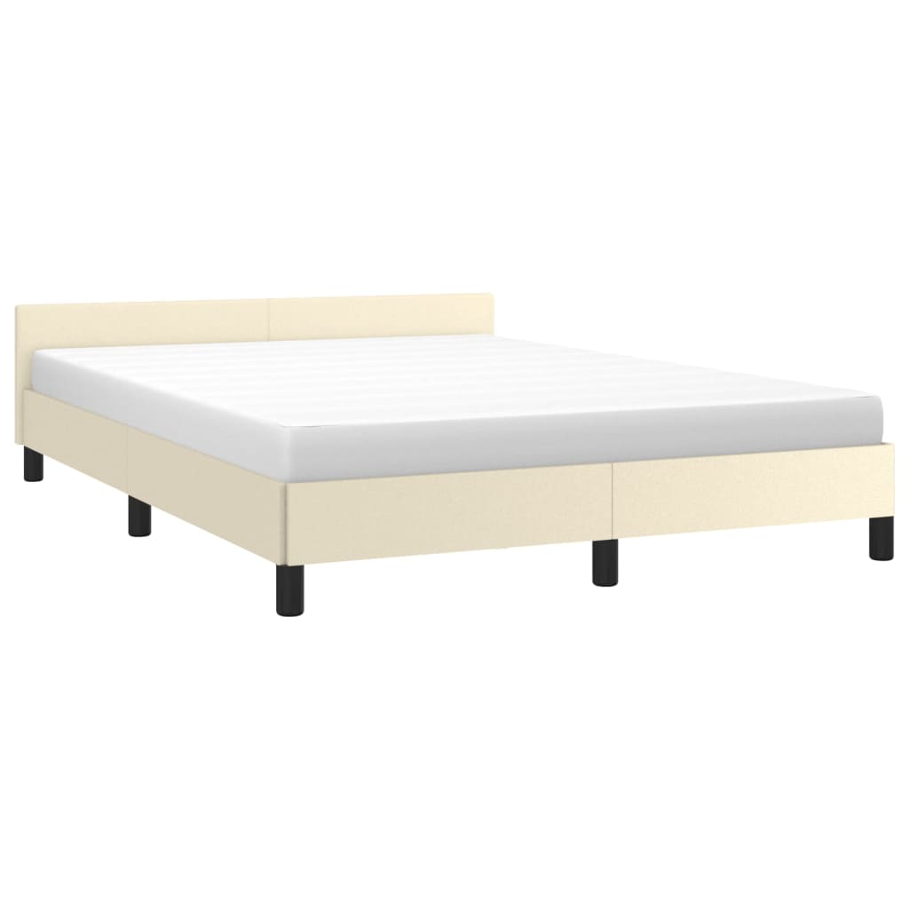 Estrutura de cama c/ cabeceira couro artificial 140x200cm creme