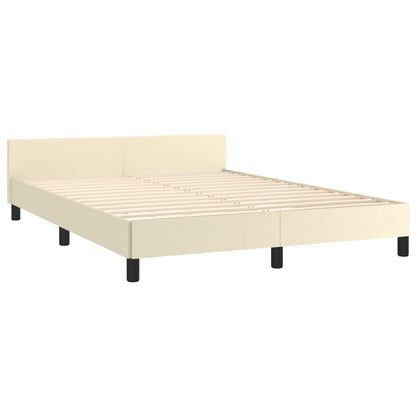 Estrutura de cama c/ cabeceira couro artificial 140x200cm creme